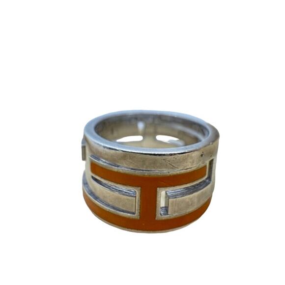 Hermès Enamel Arcane Moveable H Ring*Comes w/Unbranded Jewelry Box*SZ 4 7/8 - Picture 2 of 5